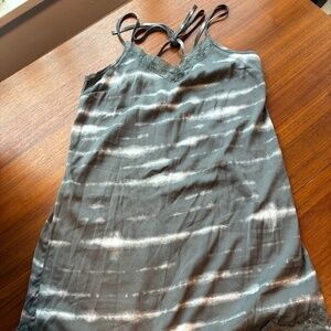 Aerie grey and white slip dress with lace detail